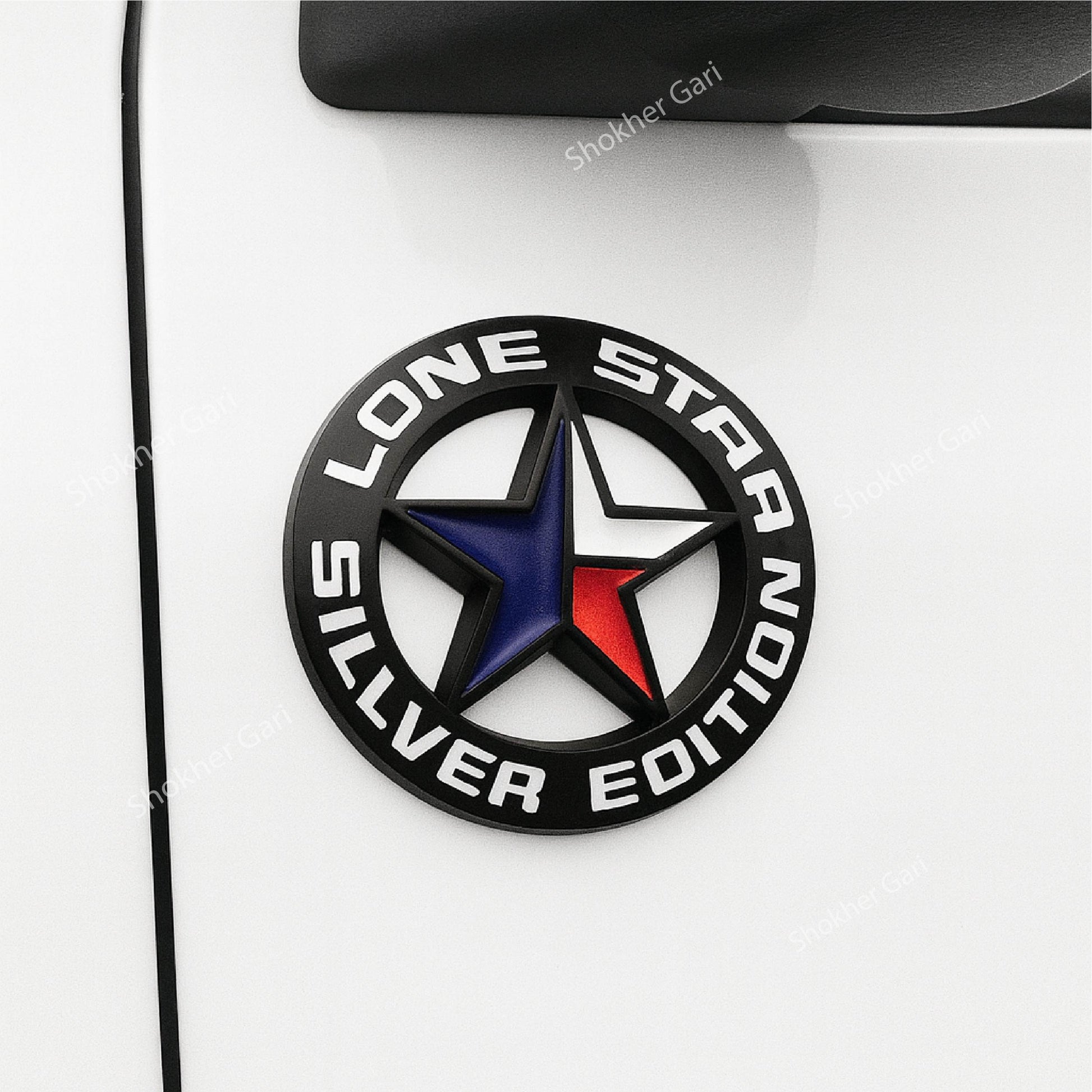 (3D Round Lone Star Black+Flag) - Black image