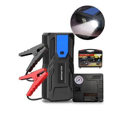 98800 mAh 12V Car Emergency Jump Starter Power Bank &amp; Air Compressor Kit For Vehicles H33 - Plastic Case / Blue image 0