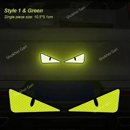 2Pcs Triangle Cat Eyes Pattern Night Reflective Sticker  - Green image