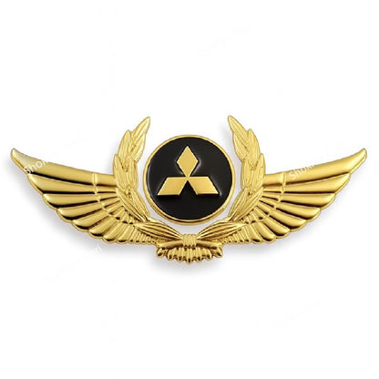 Golden metal car Logo Premium stickers - Mitsubishi image