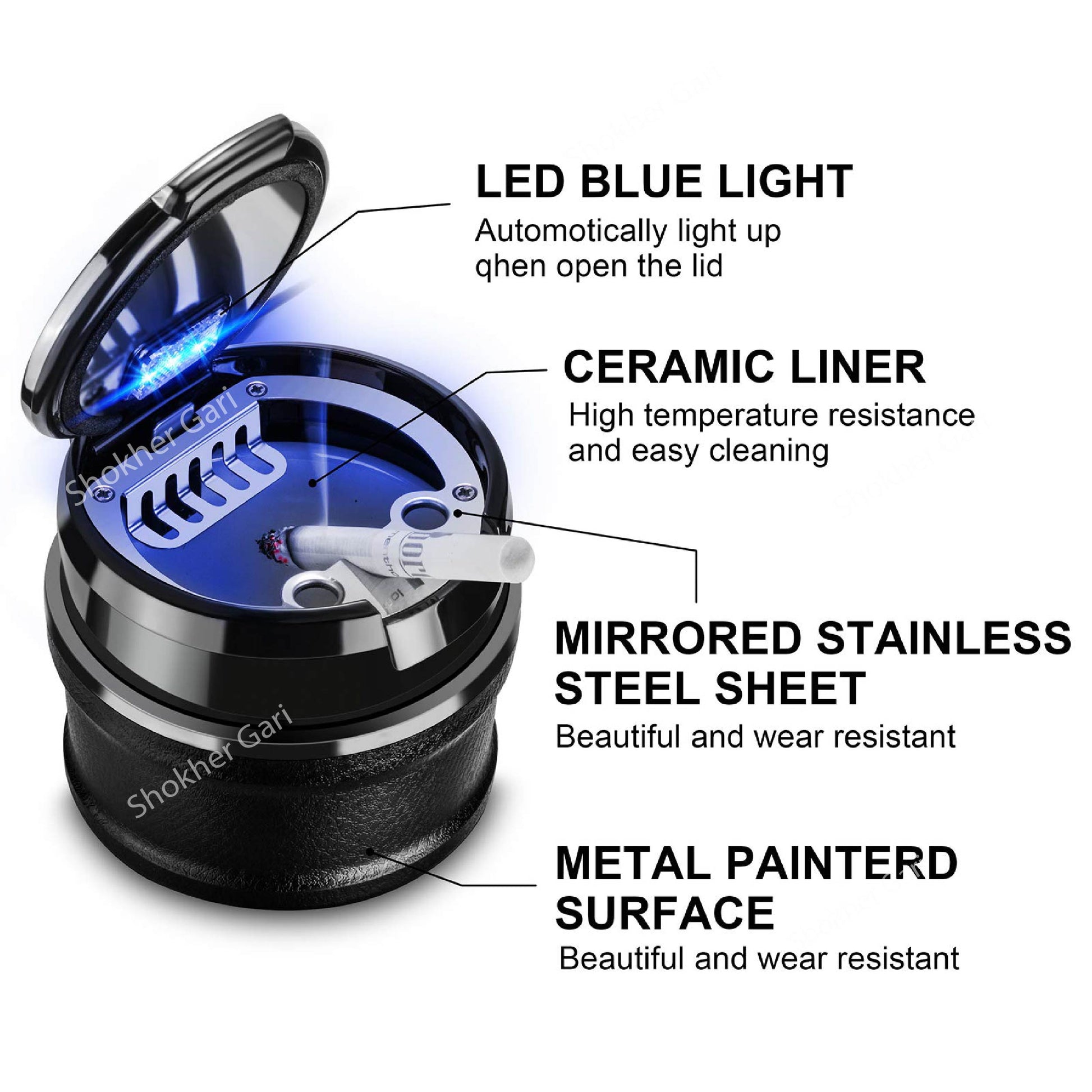 Creative Car Ashtray with LED Light image 2