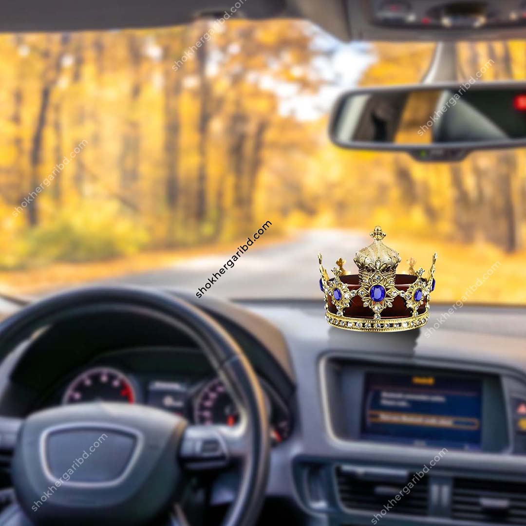 Golden Stone Crown-Shaped Car Air Freshener Elegant Design image 0