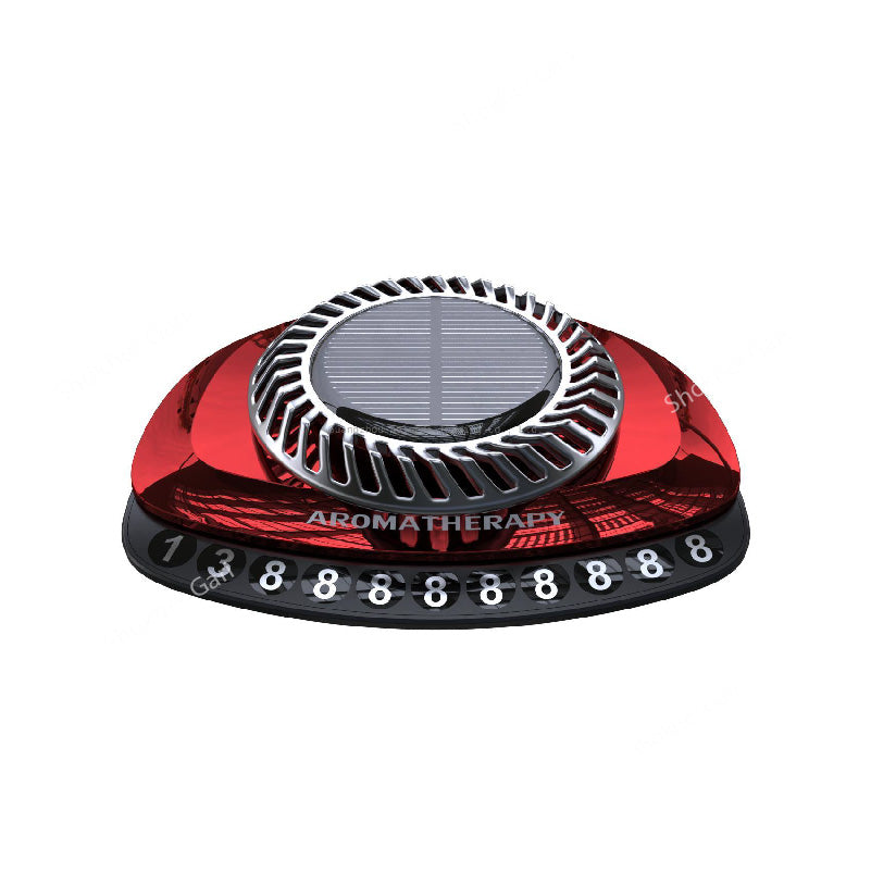 Car Solar Air Freshner With Parking Number - Red image