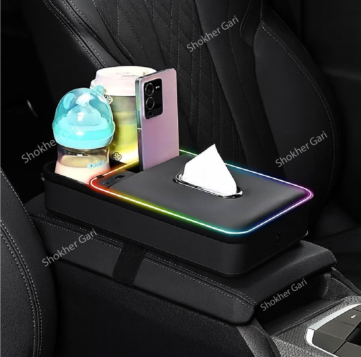 Armrest Storage Box with LED Ambient Lighting image 0