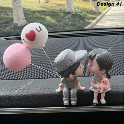 Car Dashboard Showpiece Cute Cartoon Couple Action Doll Balloon - 41 image