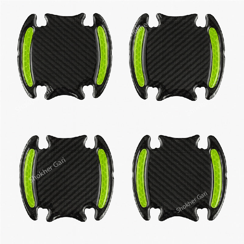 Reflective Door Handle Guard Sticker for Car Door 4 Pieces Set - Green image
