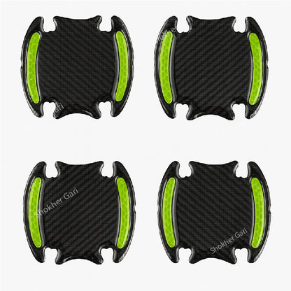 Reflective Door Handle Guard Sticker for Car Door 4 Pieces Set - Green image