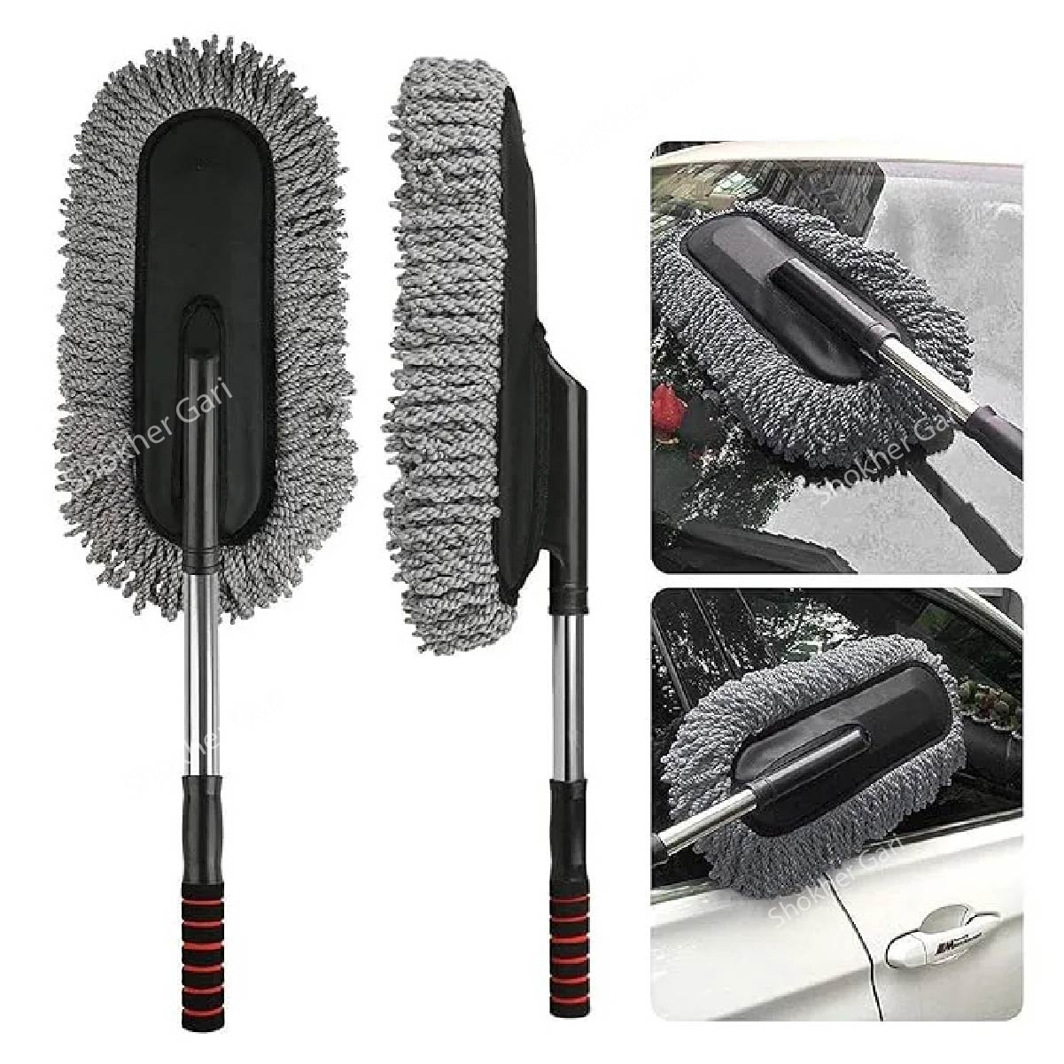 Super Soft Microfiber Car Duster with Anti-slip Extendable Handle 2 colours (Grey, Blue) - Ash image
