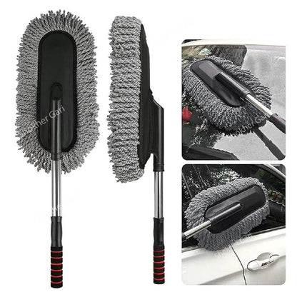 Super Soft Microfiber Car Duster with Anti-slip Extendable Handle 2 colours (Grey, Blue) - Ash image