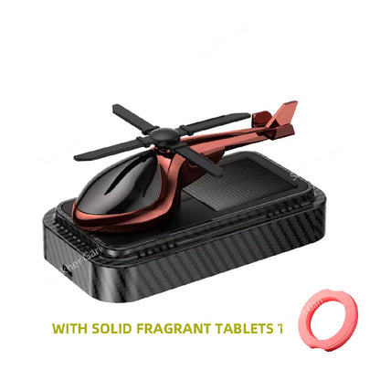 1pcs Car Carbon Helicopter Solar Perfume - Copper image