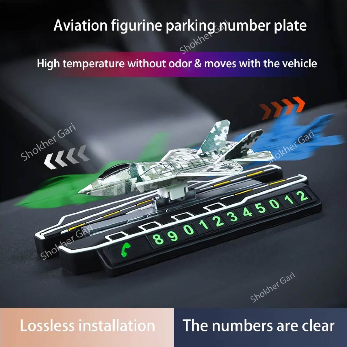 Car Dashboard Sliding Airplane Parking Number image 2