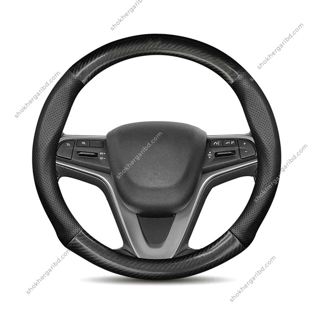 Car Half Carbon Soft Artifitial Leather Universal Steering Wheel Cover image 5