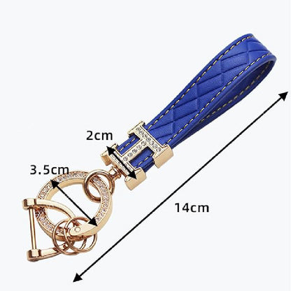 1 Pcs Check Glitter Style Pu Leather key Ring image 2