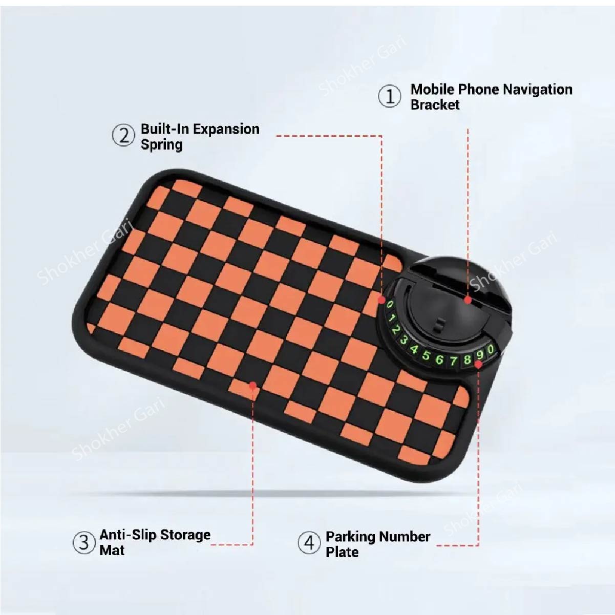 5 Number Design Car Dashboard Anti-Slip Mobile Mat image 3