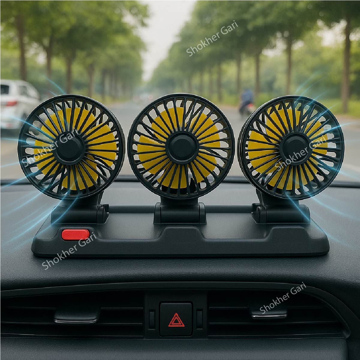 Three Headed Car Cooling Fan - 360 Degree Adjustable Car Cooling Electric Fan image 0