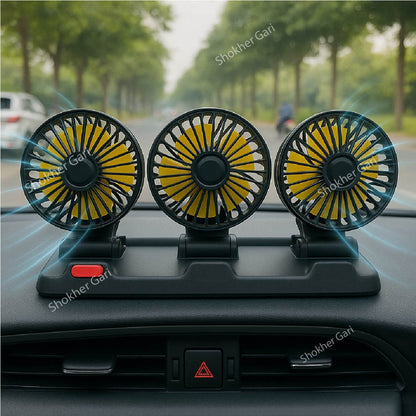 Three Headed Car Cooling Fan - 360 Degree Adjustable Car Cooling Electric Fan image 0