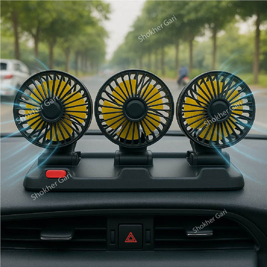 Three Headed Car Cooling Fan - 360 Degree Adjustable Car Cooling Electric Fan image 0