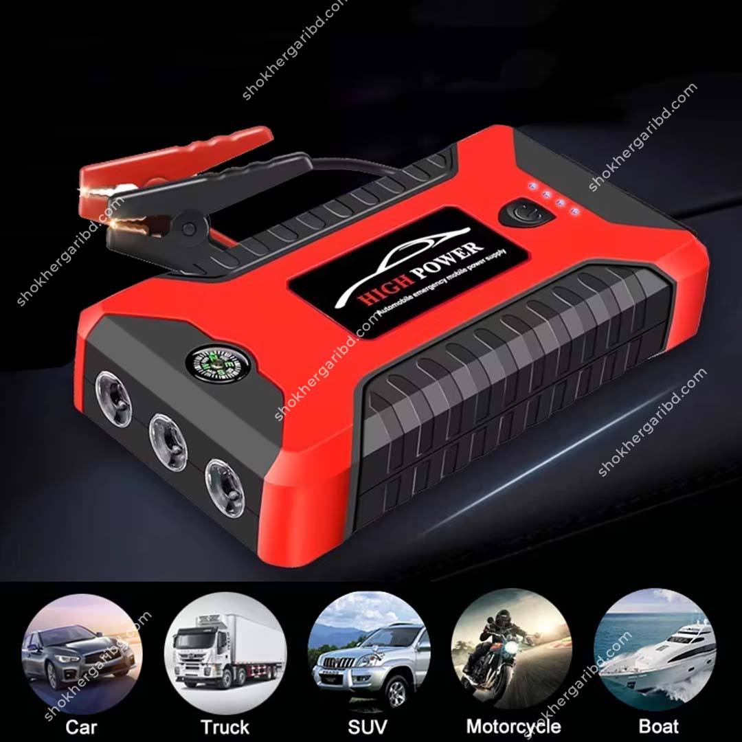 Car Red Jumper Starter with Air Pum &amp; Power Bank 99880 mAh image 4