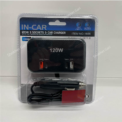 120w  CAR CHARGER WITH 2 USB &amp; 2 TYPE-C PROTS image 1