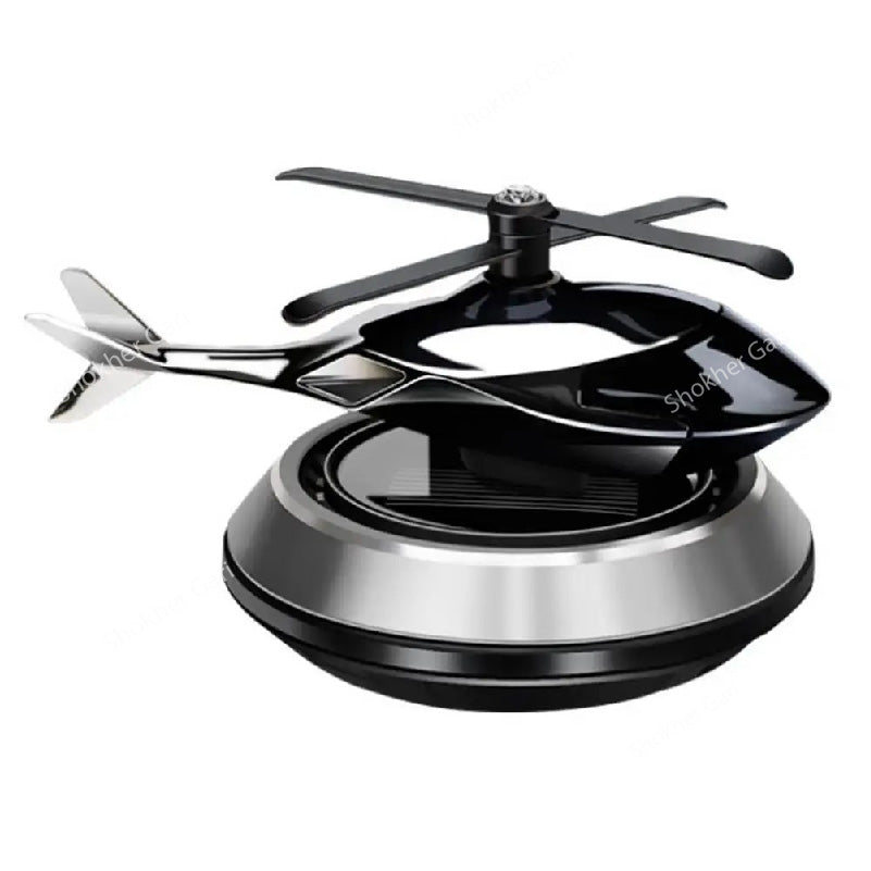 Helicopter Solar Perfume for Car Dashboard Decor - Silver image