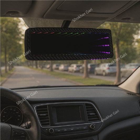 Car Rear View Mirror Clip LED Carbon Film Frame image 0