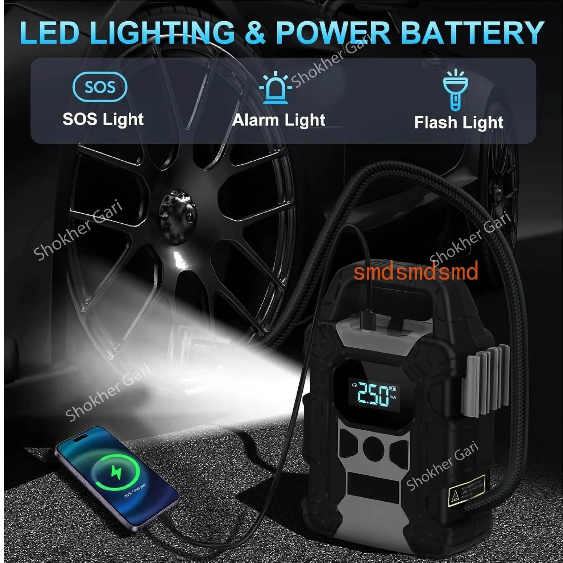 Digital Tire Inflator - Portable Air Compressor image 0