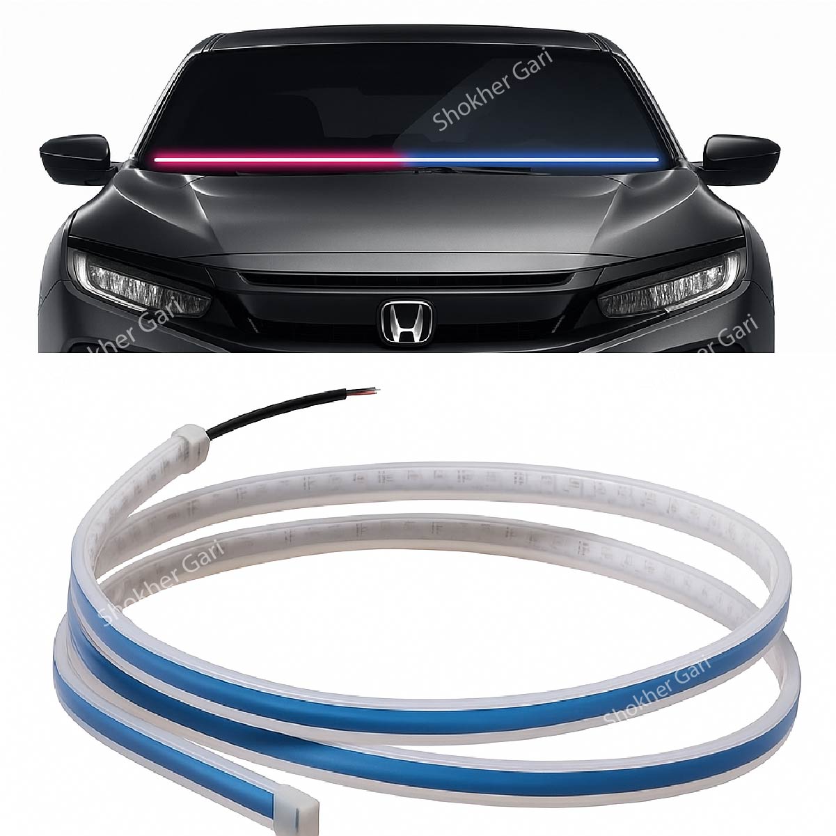 Car Dashboard Polish Strip Light Red &amp; Blue Color image 0