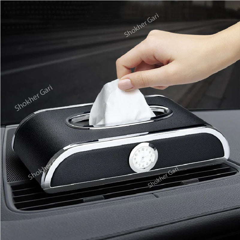 Car Tissue Holder with clock and number plate - 3 in 1 Tissue Box image 3