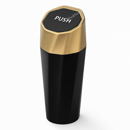 Mini Car Trash Can Portable Dustbin - Golden image