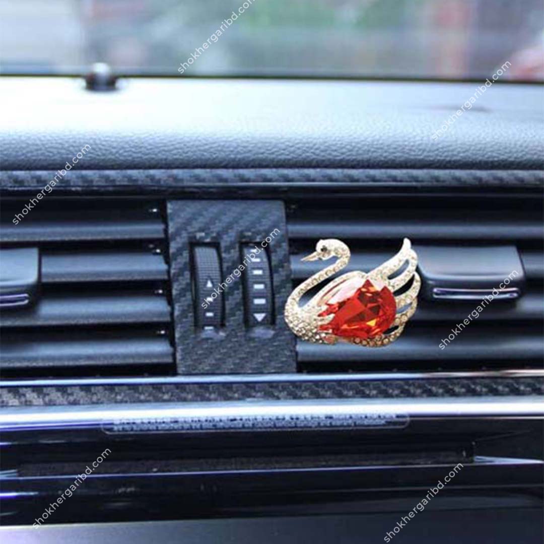 2 Pcs set Car Air Outlet Clip AC Perfume Rhinestone Decor Swan Design image 2