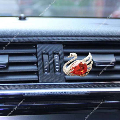 2 Pcs set Car Air Outlet Clip AC Perfume Rhinestone Decor Swan Design image 2