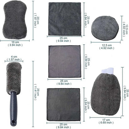 9 Pieces Car Cleaning Tools Wide Application Portable Car Care Kit image 4