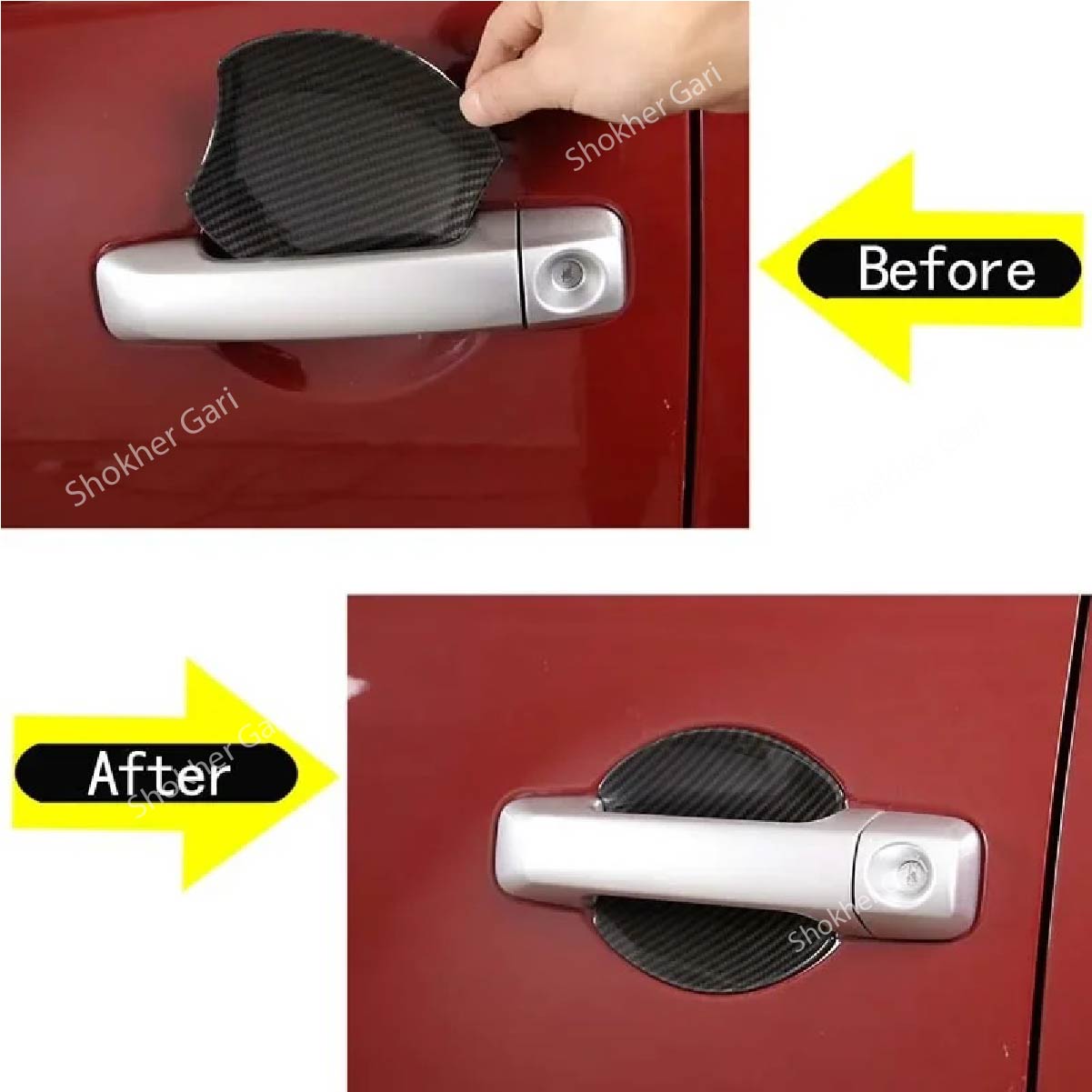 M/Y/P Car Door Handle Bowl Carbon Fiber Cover Trim 4pcs set image 2