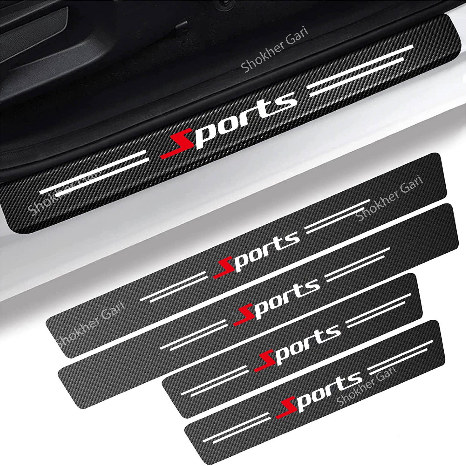 Carbon Fiber Car Door Sill Sticker Protector 4pcs Set (Copy) - Sports image