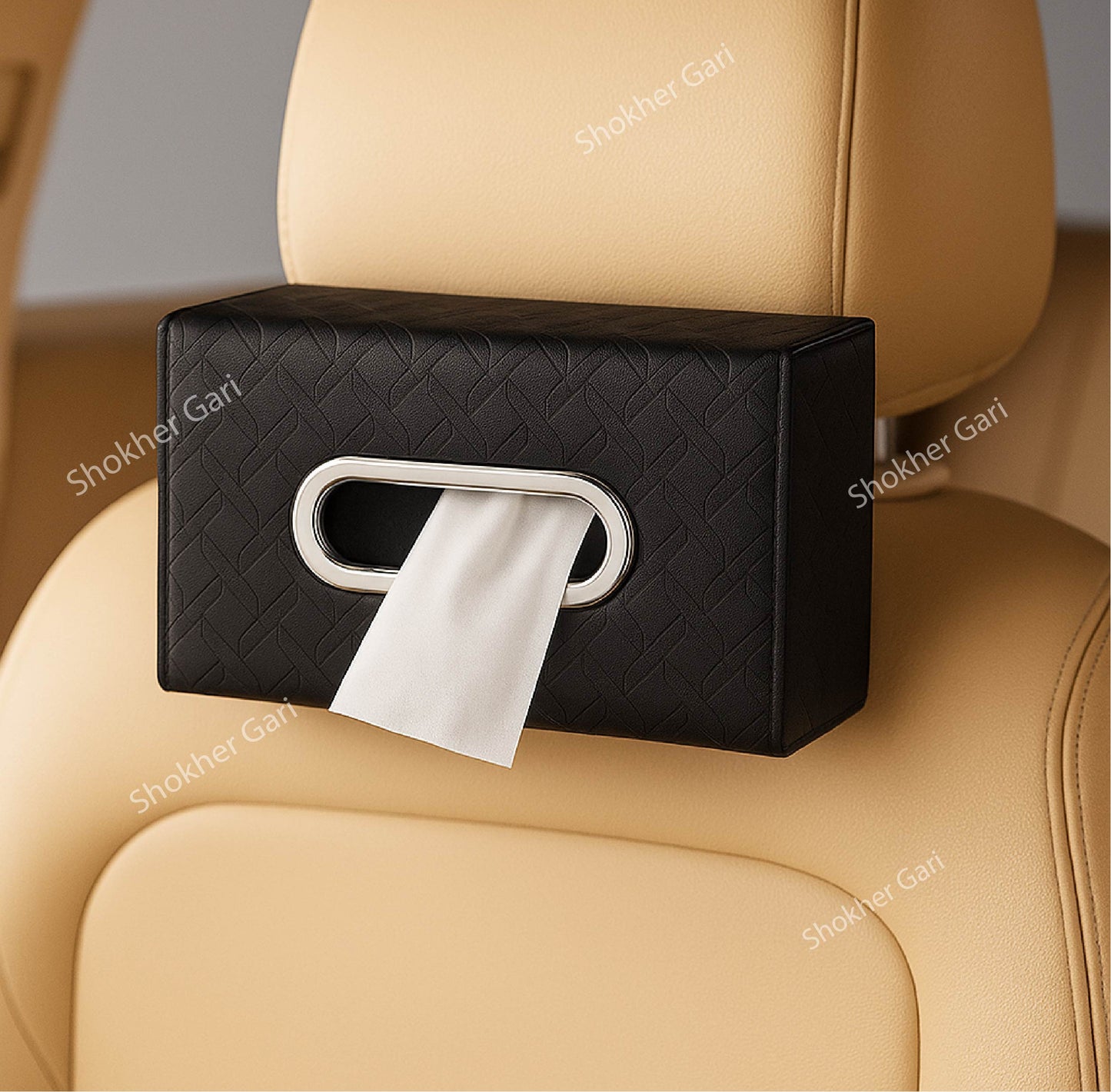1Pcs Car Seat Back Tissue Box Holder - Black image