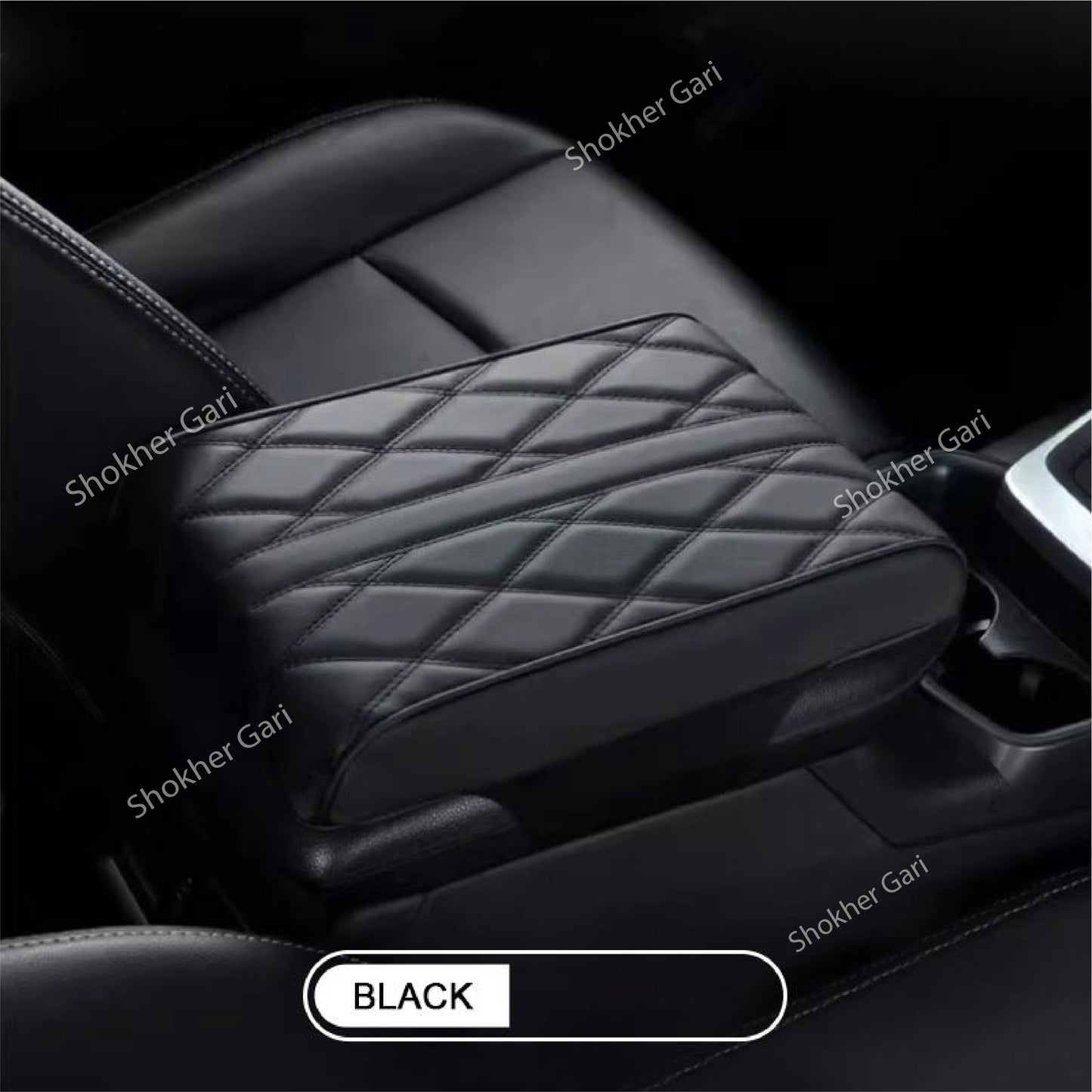 Car  Arm Rest Support &amp; Armrest Pads Anti-Slip - Black image