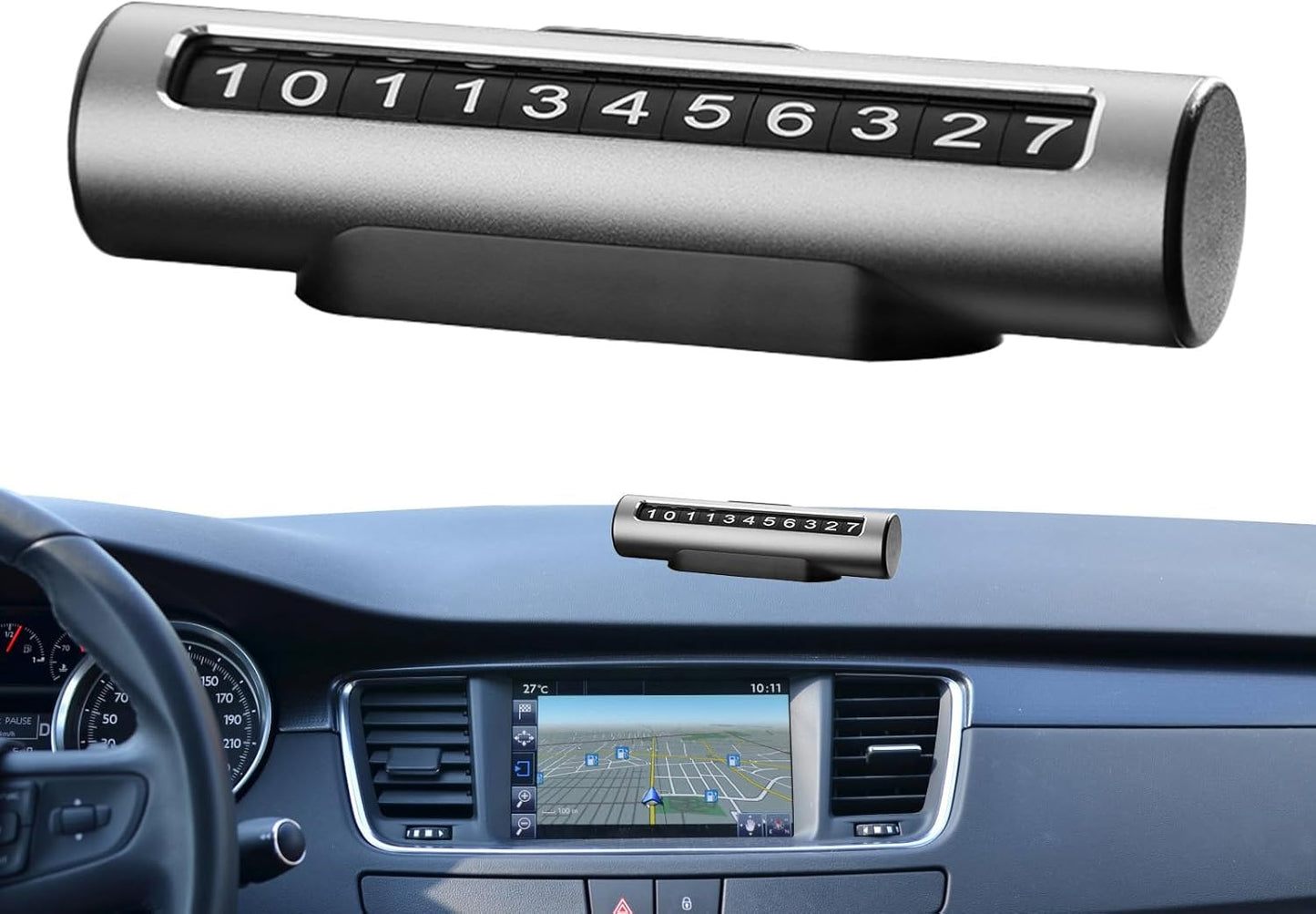 1pcs Metal Roller Type Car Parking Number - Grey Moxom image