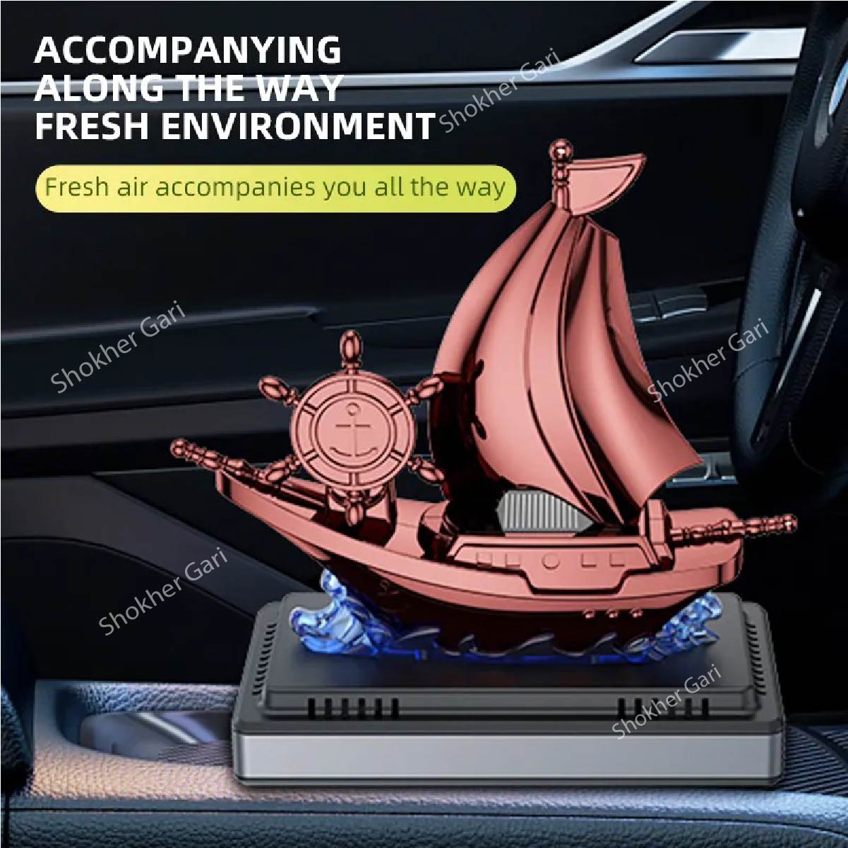 Boat Shape Design Solar Car Air Fresheners - Copper image