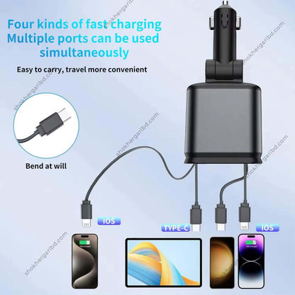 Car Roof Starlight 4 In 1 Retractable 66w Car Charger Dual Type-C Fast Adapter image 4