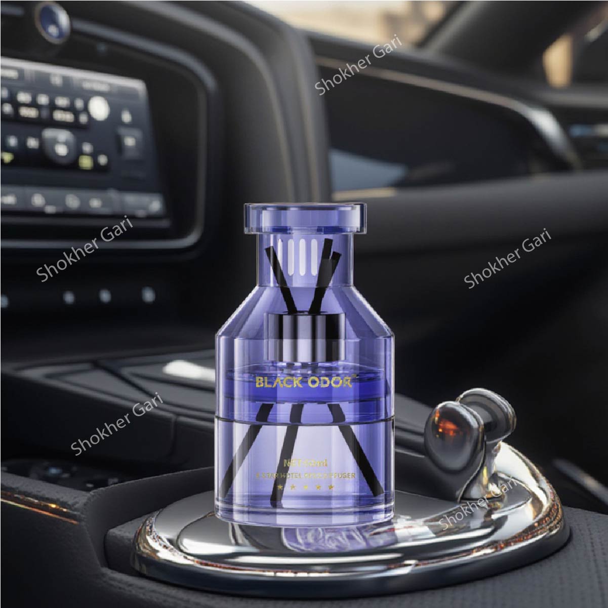 Car Modern Luxury Solid Glass Air Freshener Black Oud Perfume image 2