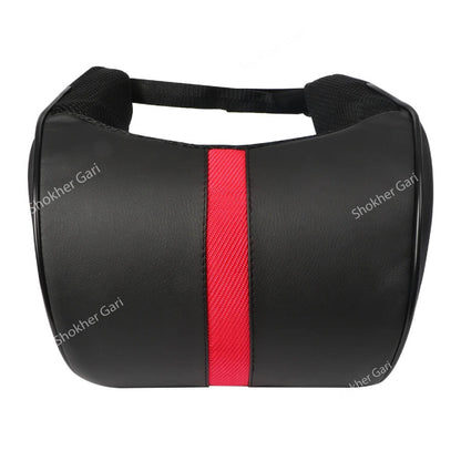 Car U-Style Seat Headrest Travel Rest Neck Pillow - Black Red image