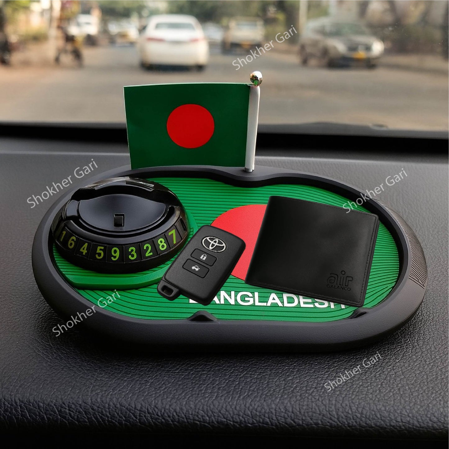 Bangladesh Flag  3 in 1 Car mobile mat High Quality With mobile Number image 6
