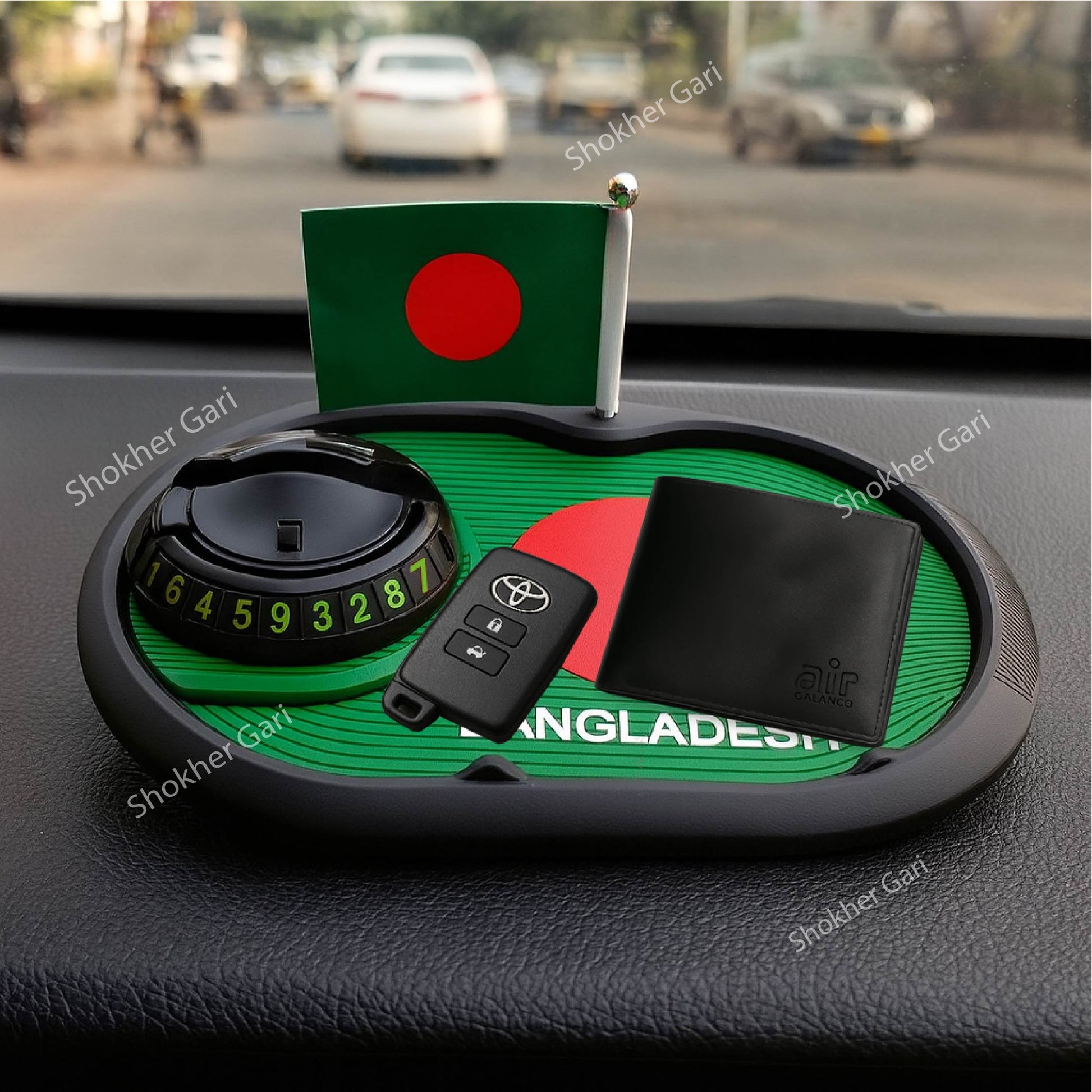 Bangladesh Flag  3 in 1 Car mobile mat High Quality With mobile Number image 6
