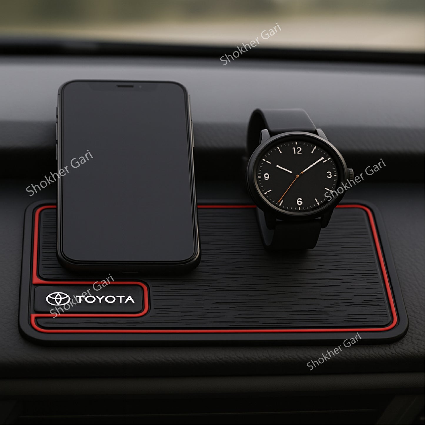 1pcs Strip Red Border Pattern Anti slip mat image 0