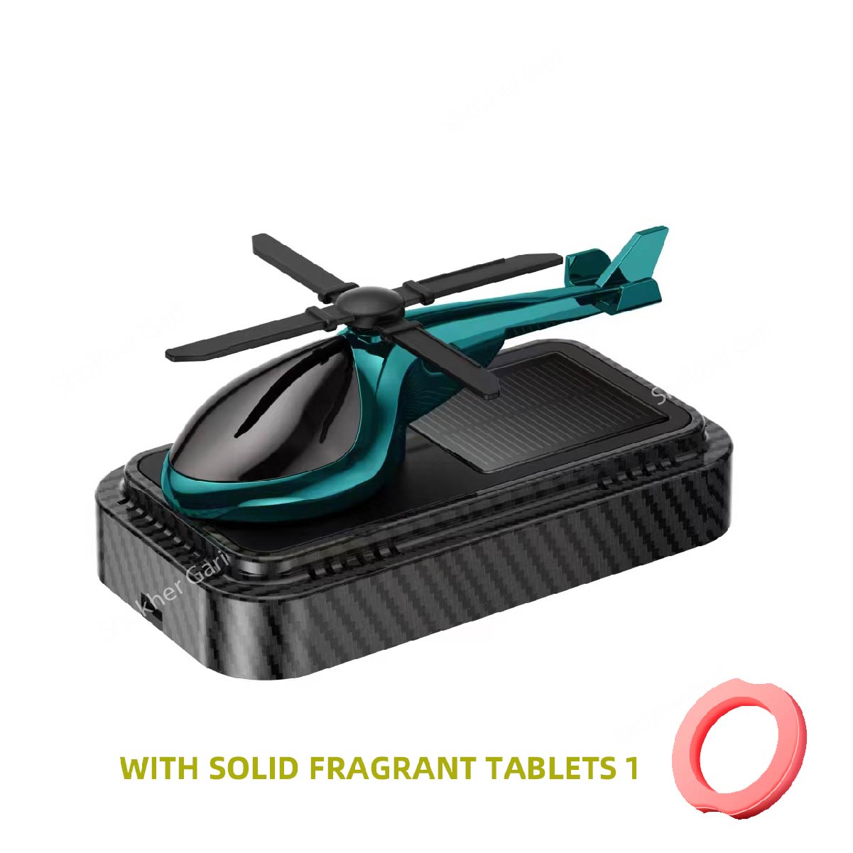 1pcs Car Carbon Helicopter Solar Perfume - Dark Green image