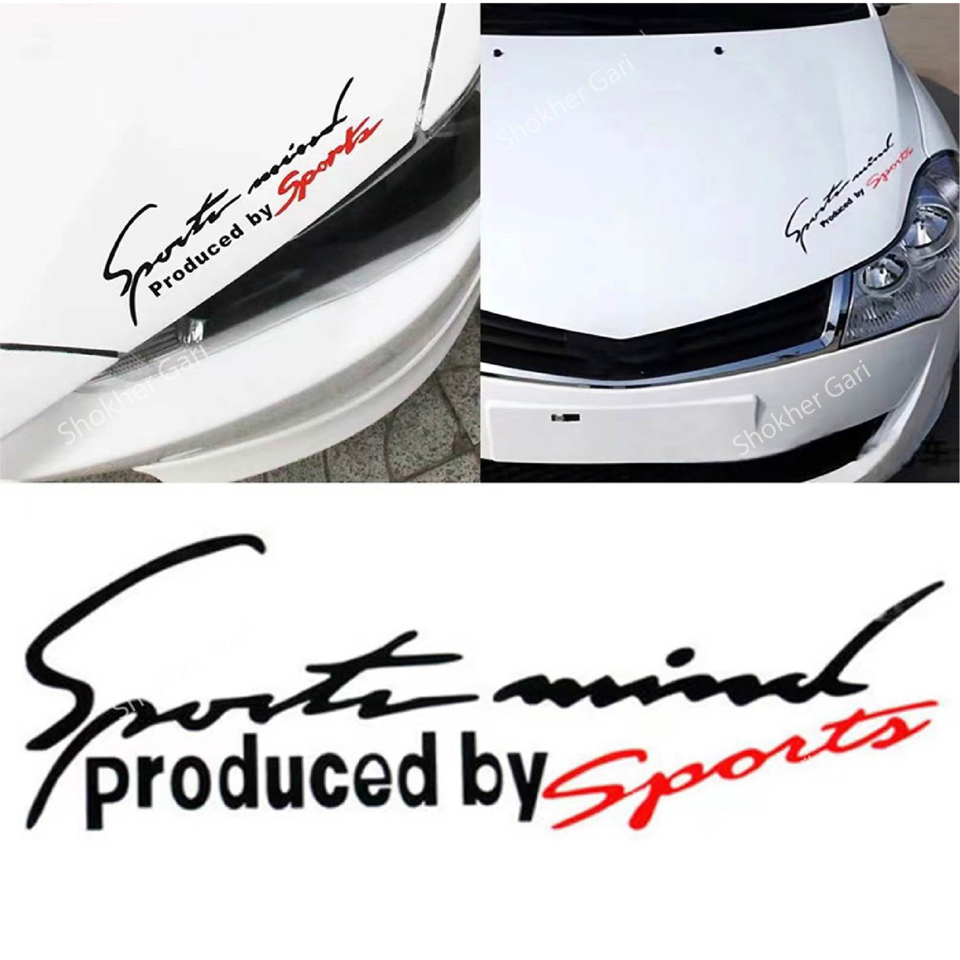 Car sports stickers - Car Bonnet Stickers 2 Colours (White &amp; Black) image 2