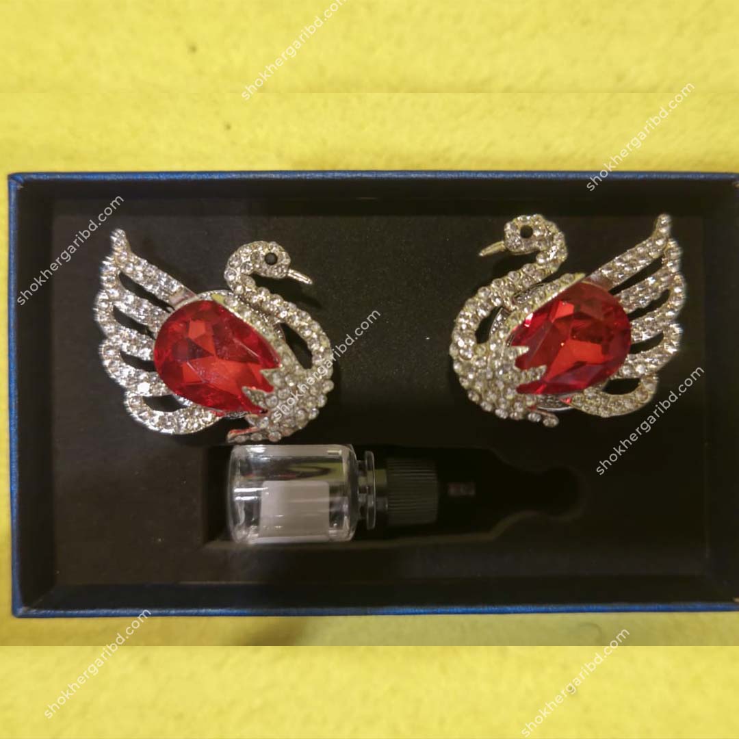 2 Pcs set Car Air Outlet Clip AC Perfume Rhinestone Decor Swan Design image 1