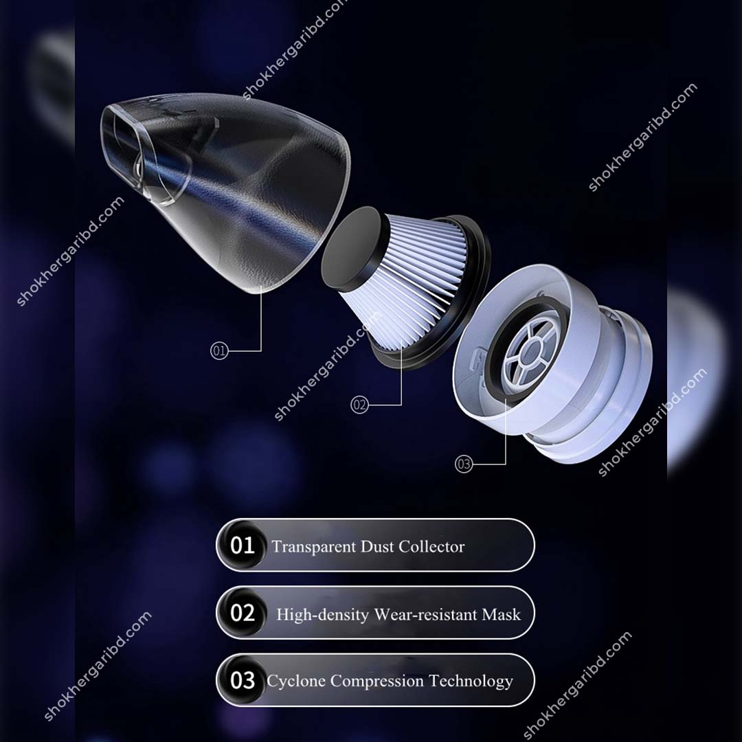 Hoco ZP6 Foldable portable car vacuum cleaner  55W power, 4000mAh battery, with lighting function image 7