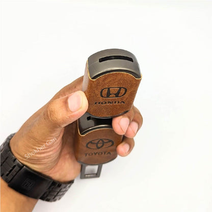 1pcs Brown PU Leather 2 IN 1 Seat Belt Clip image 6