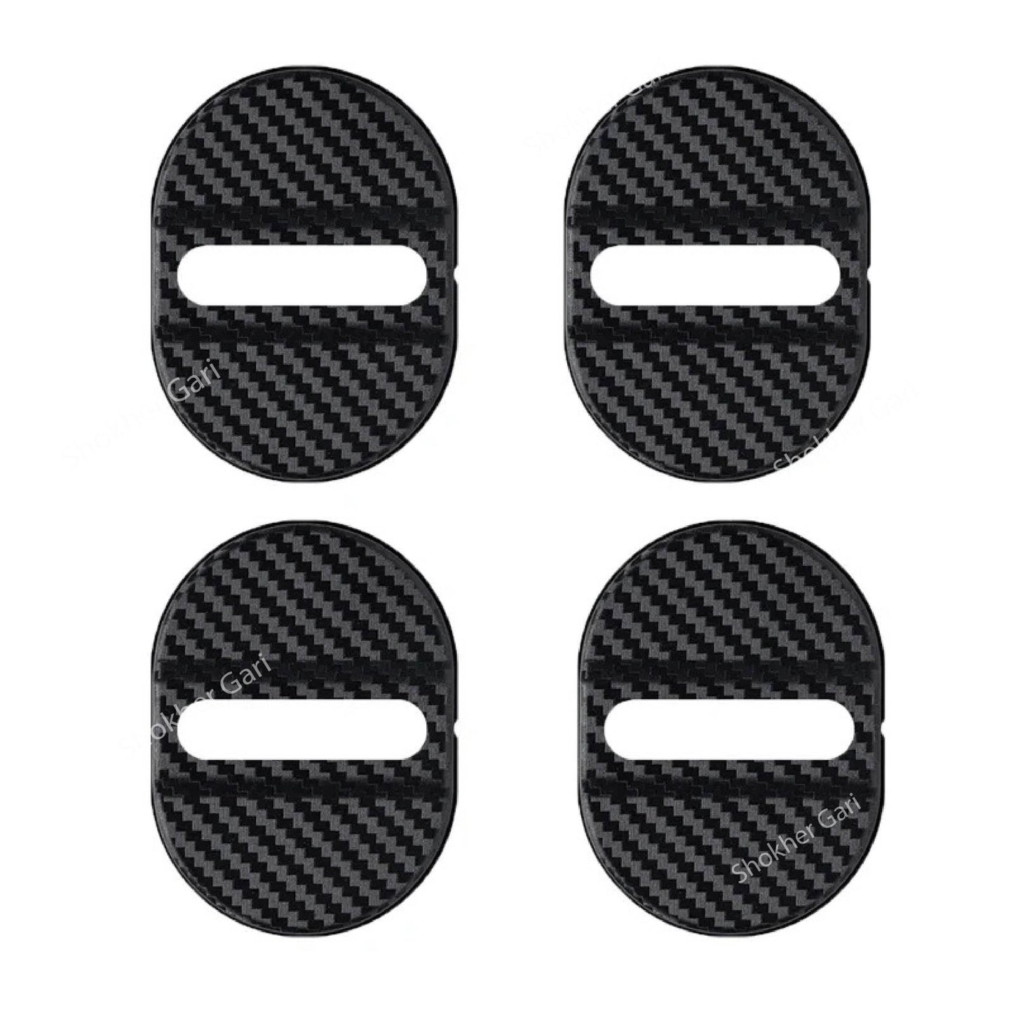 Car Door Lock Protector Plastic Carbon Stopper - 4pcs Set - Black image